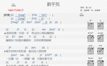袁小迪《醉乎死》吉他谱_C调吉他弹唱谱_和弦谱