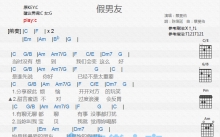蔡F佑《假男友》吉他谱_C调吉他弹唱谱_和弦谱