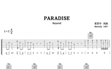 Beyond《Paradise》吉他谱_C调吉他弹唱谱_1994国语版