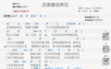 川岛茉树代《还是要说再见》吉他谱_C调吉他弹唱谱_和弦谱
