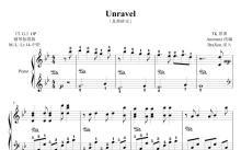 东京喰种OP《Unravel》钢琴谱_带指法完全版