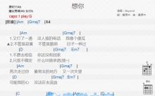 Beyond《想你》吉他谱_G调吉他弹唱谱_和弦谱
