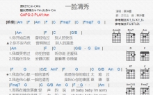 蔡诗芸《一脸清秀》吉他谱_C调吉他弹唱谱_和弦谱